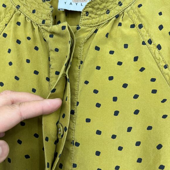 Tanya Taylor US 2 Womens Olive Green Silk Francis Jumpsuit Short Sleeve -Pockets - Picture 5 of 14